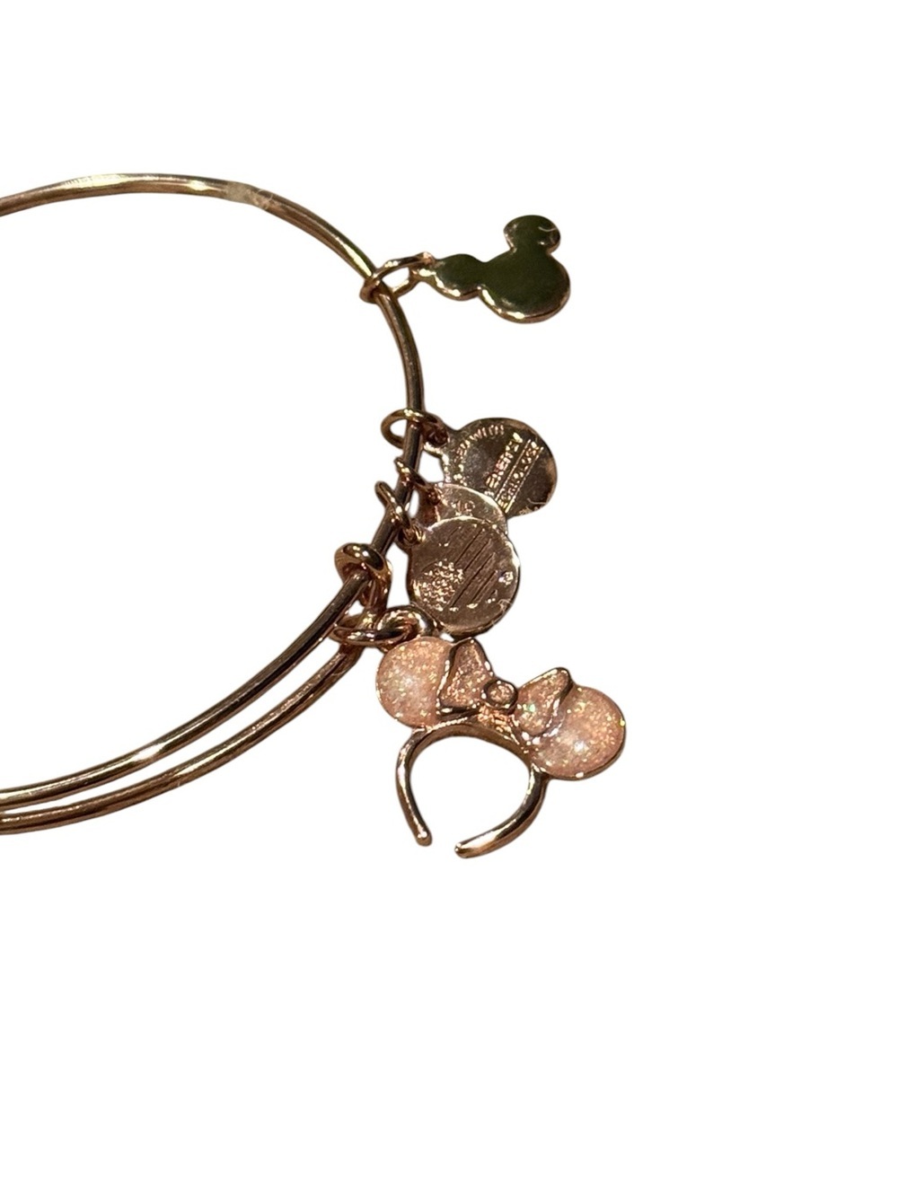 Alex and Ani Disney Parks Minnie Mouse Rose Gold Charm Bangle Bracelet - Picture 2 of 5